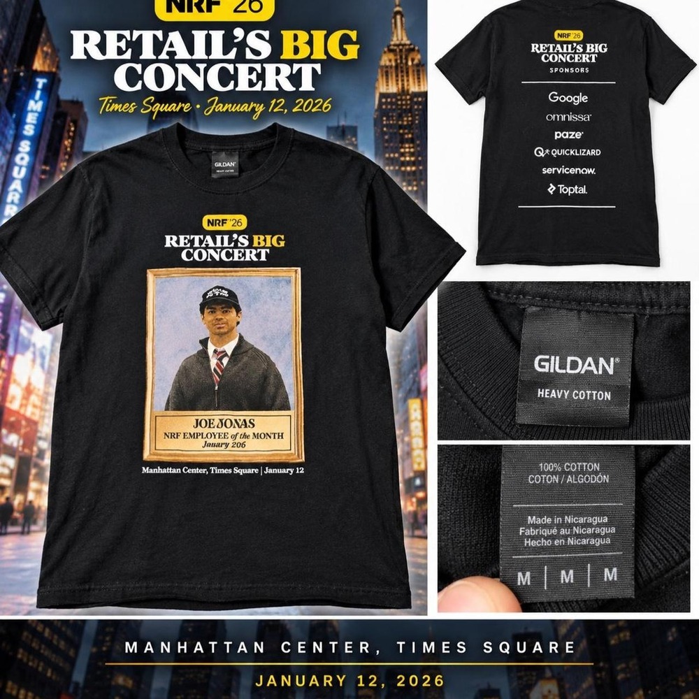 Joe Jonas NRF 26 Retails Big Concert Graphic T-Shirt Black Gildan Size M